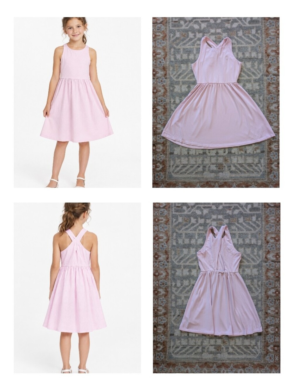 Ralph Lauren Girls Pink Sleeveless Crossback Logo Dress Size 8-10